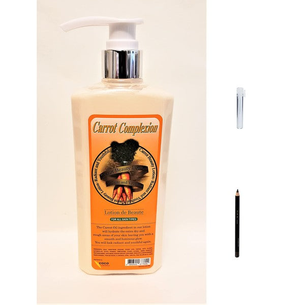 Carrot Complexion Lotion 18floz Bottle + [Hair - Nail and Body Apricot & Coconut Oil(6 pack)