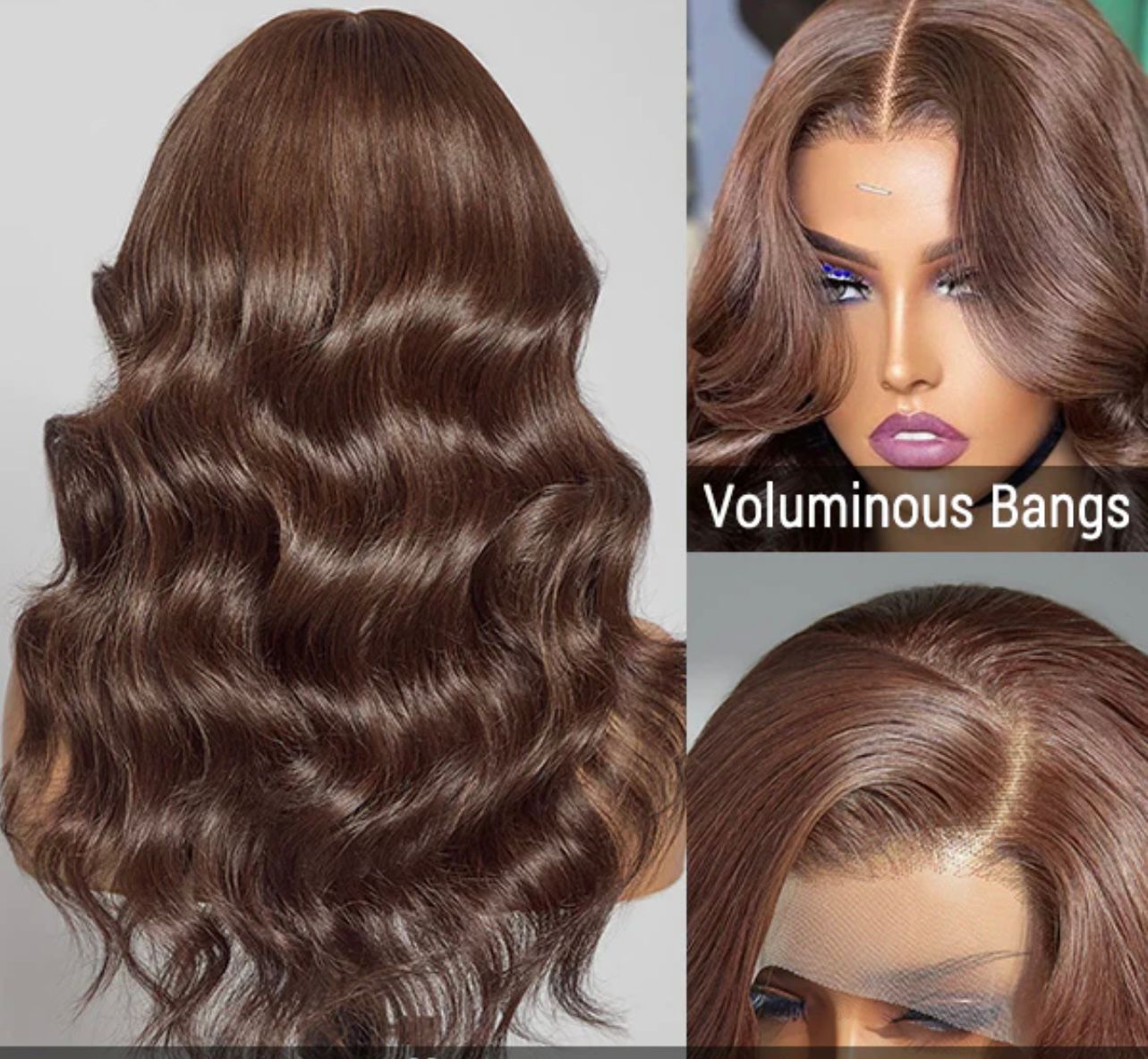 Brown loose wave 5x5 closure lace wig 20 inch 200 % density human hair